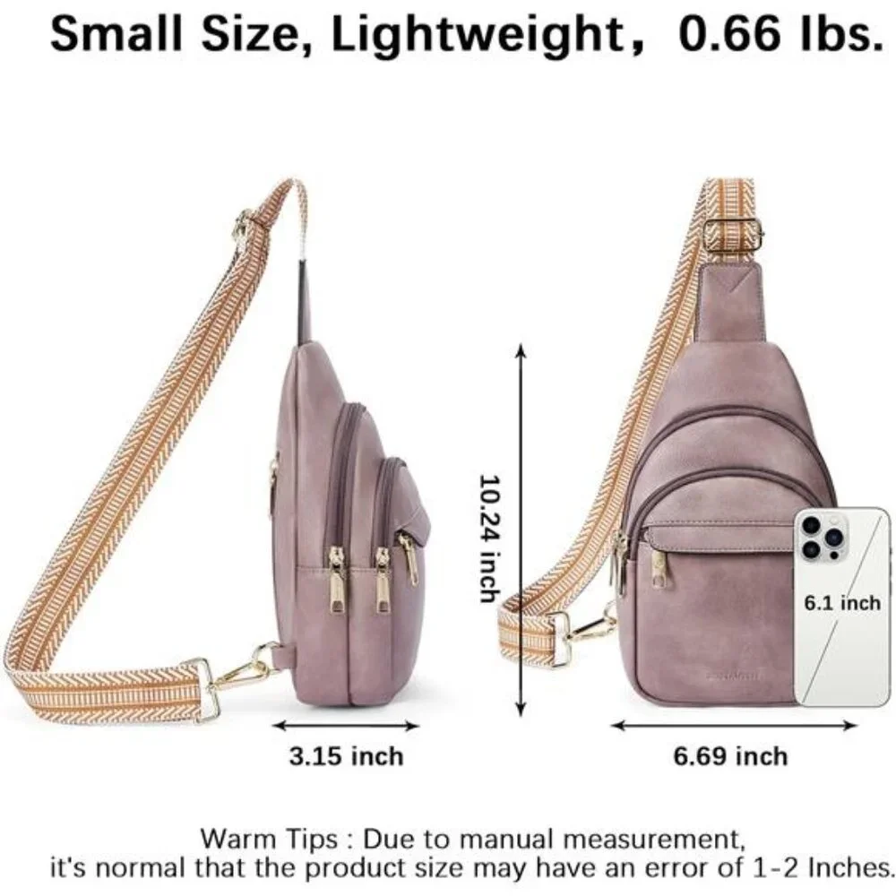 Sling Bag for Women Leather Crossbody Bags Fanny Pack Chest Bag Purple